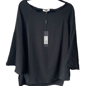 NWT'S $445 Halston Heritage Off The Shoulder Black Blouse with Bell Sleeve Small